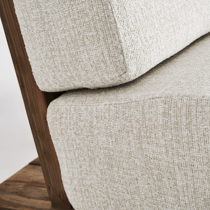 Fotoliu exterior HoReCa din lemn de tec reciclat cu stofă albă hidrofugă [7]