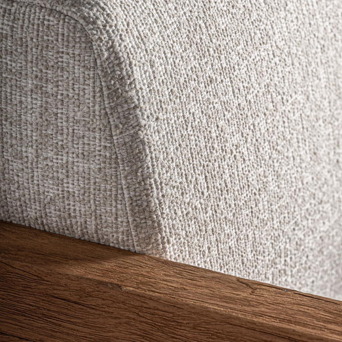 Fotoliu exterior HoReCa din lemn de tec reciclat cu stofă hidrofugă bej [6]