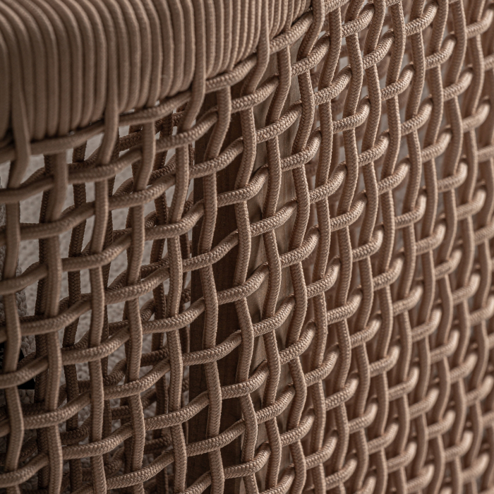 Fotoliu exterior HoReCa din lemn de tec reciclat cu stofă hidrofugă bej [9]