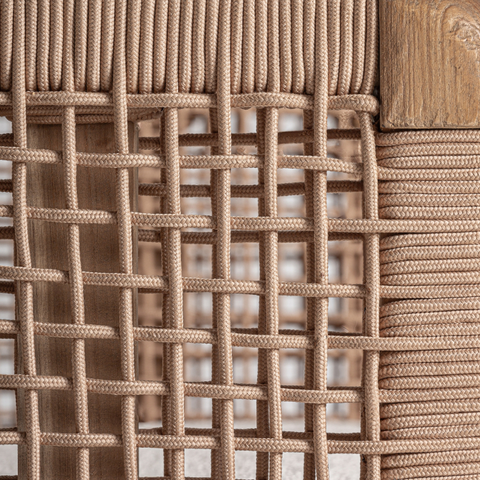 Fotoliu exterior HoReCa din lemn de tec reciclat cu stofă hidrofugă bej [8]