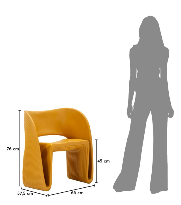 Fotoliu gradina plastic mustar design sculptural 65x57.5x76 cm [11]