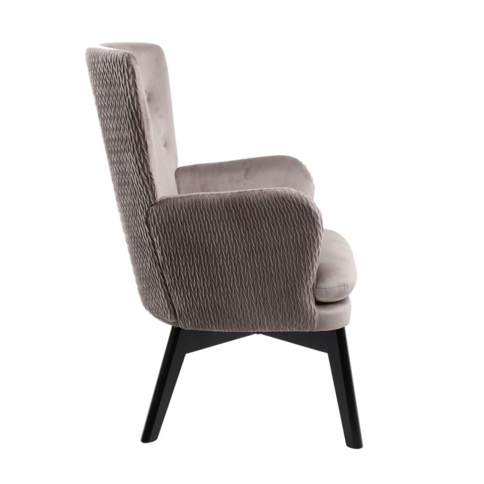 Fotoliu pentru living bej din catifea cu picioare negre LOULOU [3]