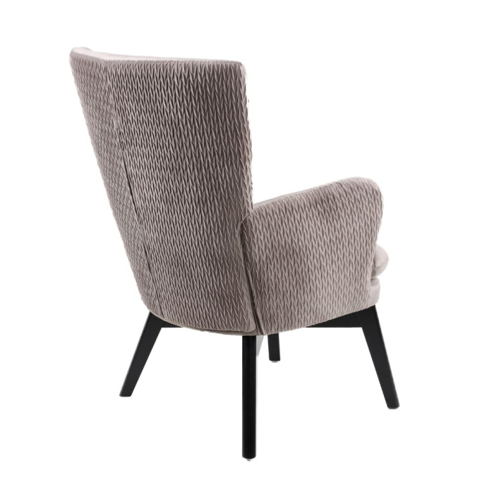 Fotoliu pentru living bej din catifea cu picioare negre LOULOU [5]