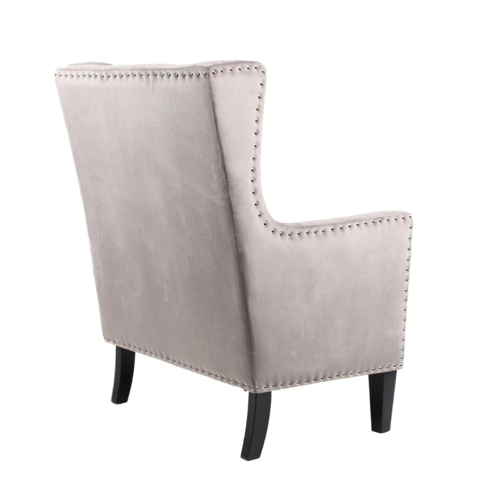 Fotoliu pentru living gri taupe din catifea cu picioare negre RICHIE [4]