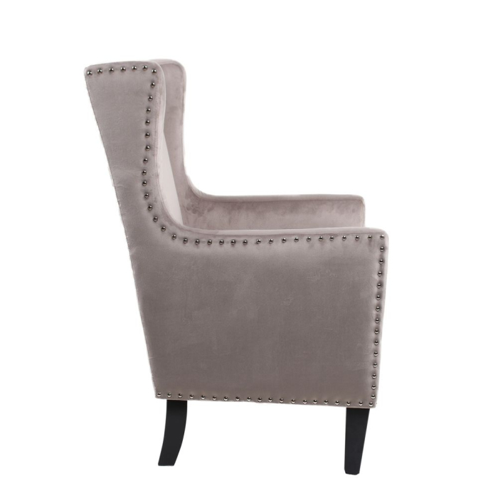 Fotoliu pentru living gri taupe din catifea cu picioare negre RICHIE [3]