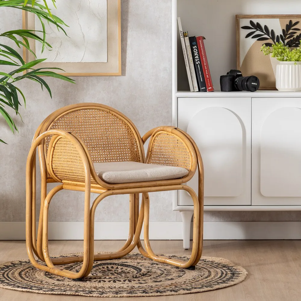 Fotoliu Ratan Natural cu Perna Crem Jardin - CreativDeco.ro [2]