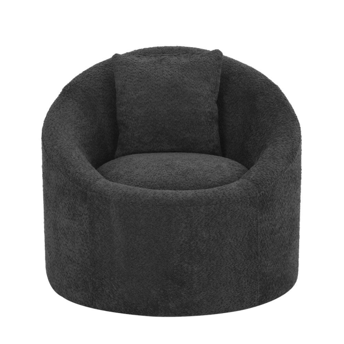 Fotoliu rotativ 360 de grade din stofă gri închis cu pernă decorativă [6]