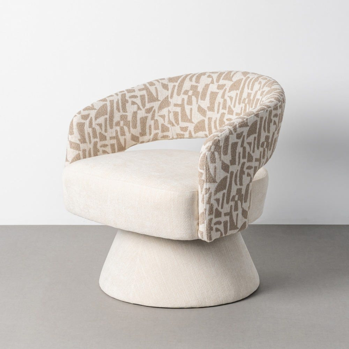 Fotoliu rotativ crem bej cu brațe design contemporan interior [2]