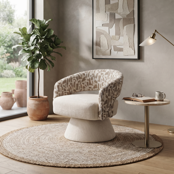Fotoliu rotativ crem bej cu brațe design contemporan interior [9]