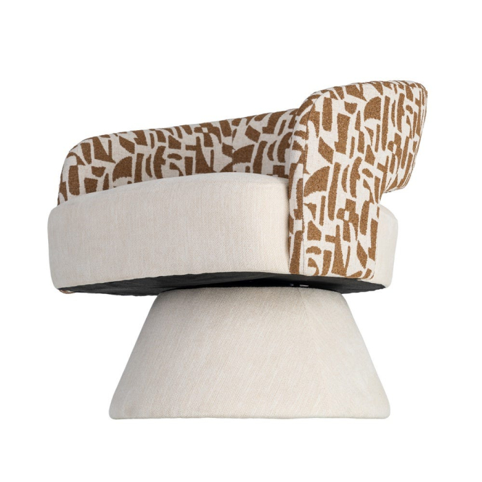 Fotoliu rotativ crem ocru cu brațe design contemporan interior [7]