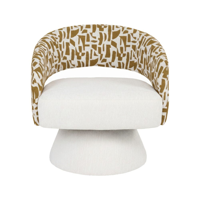 Fotoliu rotativ crem ocru cu brațe design contemporan interior [2]