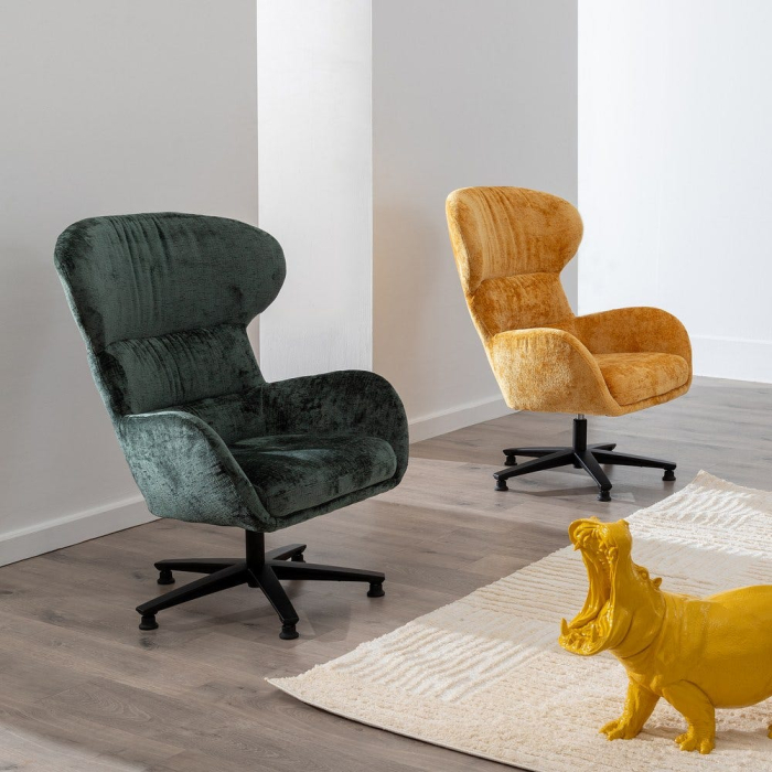 Fotoliu rotativ cu design organic din stofa verde [16]