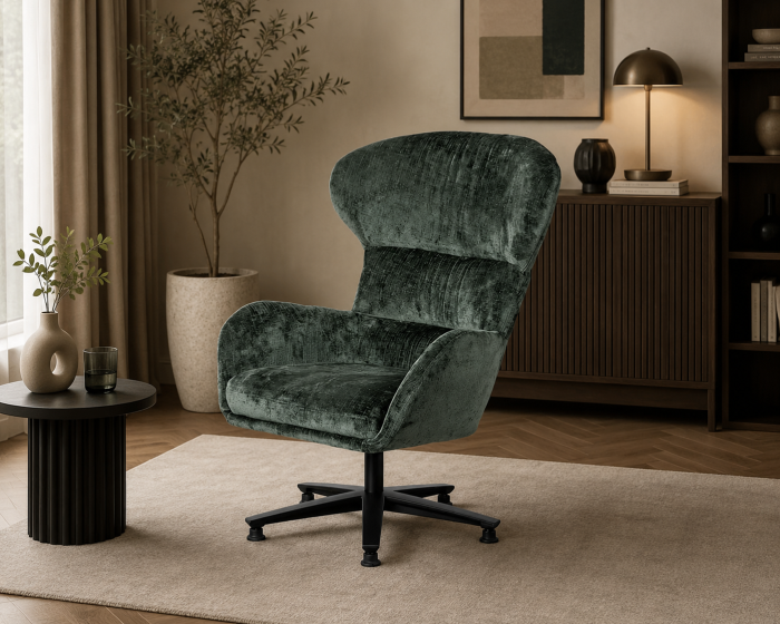 Fotoliu rotativ cu design organic din stofa verde [2]