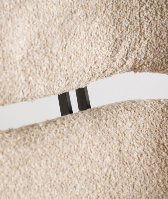 Fotoliu rotativ din boucle crem cu baza metalica Privas [6]