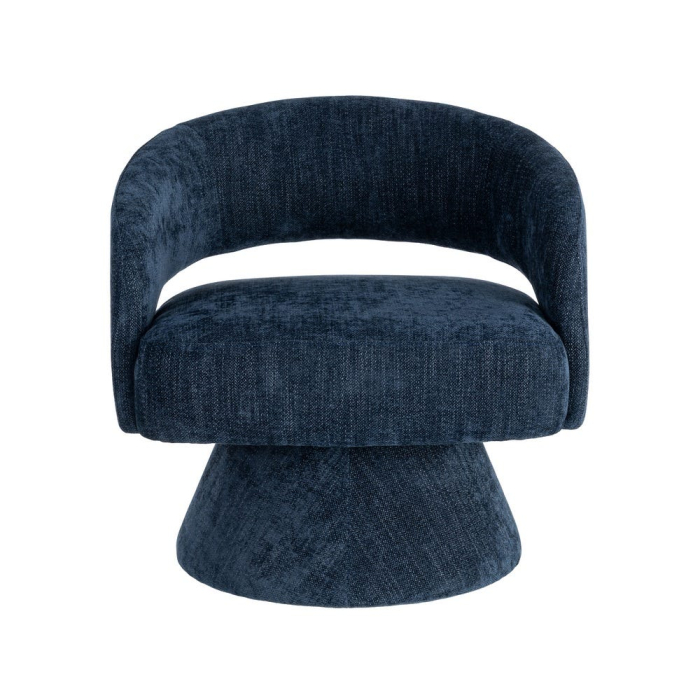 Fotoliu rotativ din stofă albastră cu bază rotundă [8]