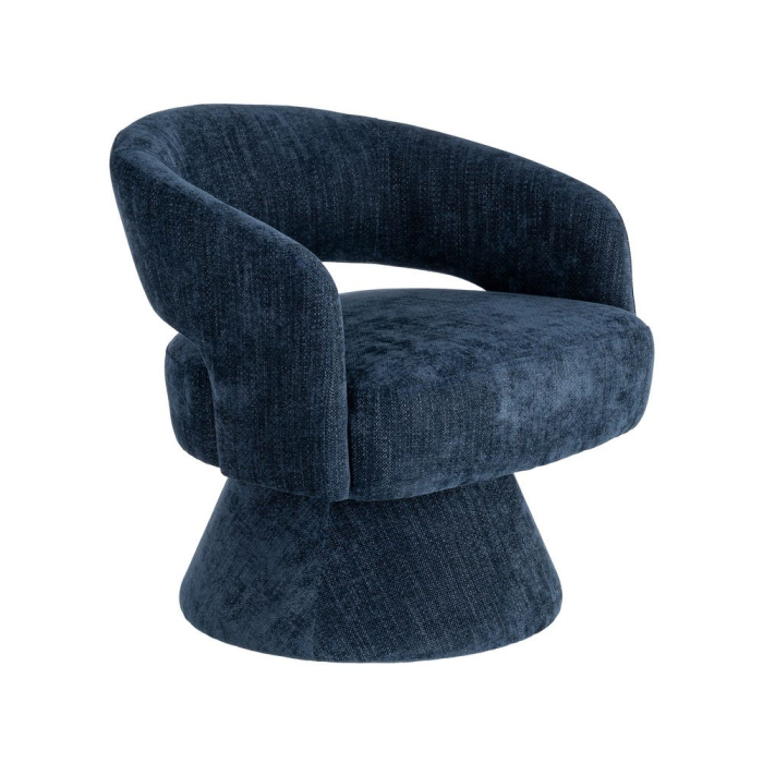 Fotoliu rotativ din stofă albastră cu bază rotundă [11]