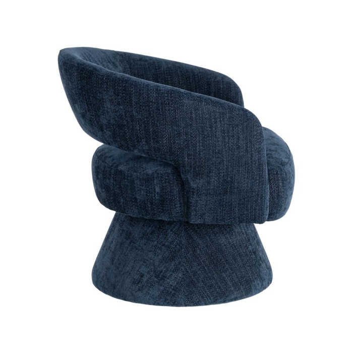 Fotoliu rotativ din stofă albastră cu bază rotundă [5]