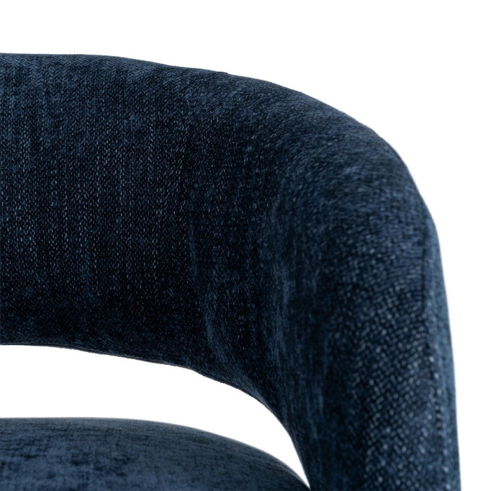 Fotoliu rotativ din stofă albastră cu bază rotundă [6]