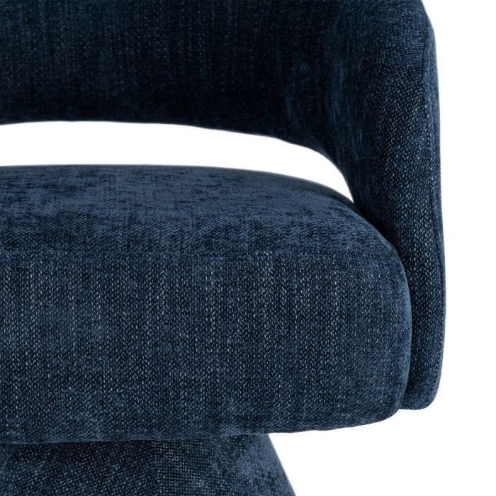 Fotoliu rotativ din stofă albastră cu bază rotundă [3]