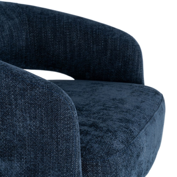 Fotoliu rotativ din stofă albastră cu bază rotundă [2]