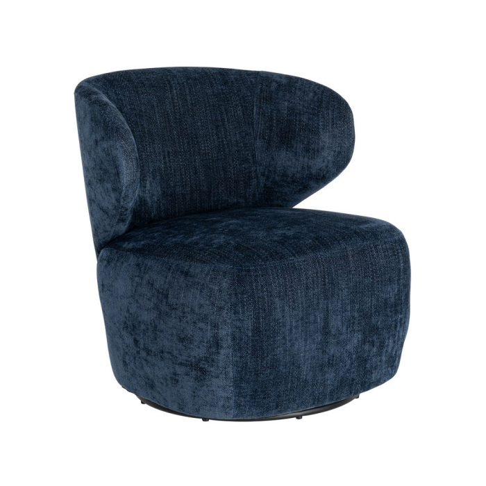 Fotoliu rotativ din stofă albastră cu bază rotundă [11]