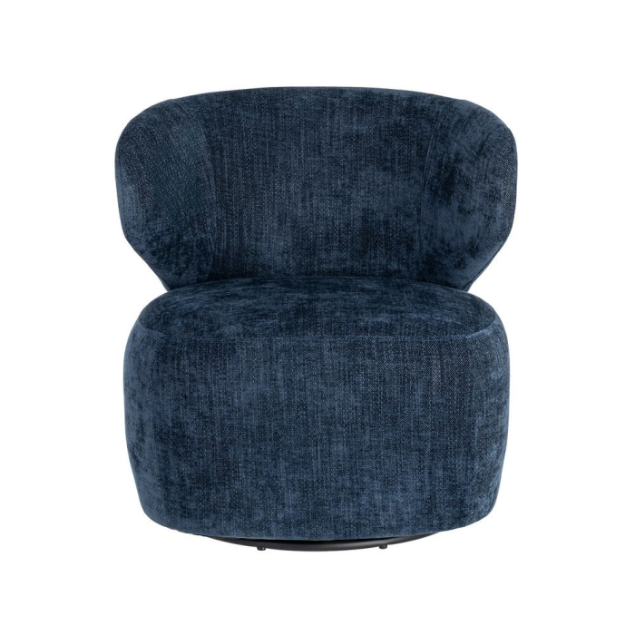 Fotoliu rotativ din stofă albastră cu bază rotundă [8]