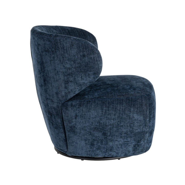 Fotoliu rotativ din stofă albastră cu bază rotundă [5]