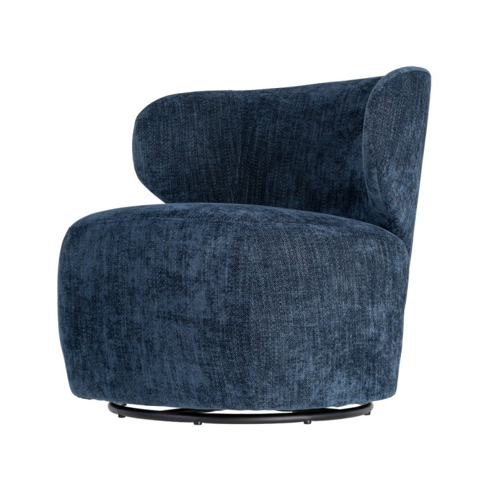 Fotoliu rotativ din stofă albastră cu bază rotundă [7]