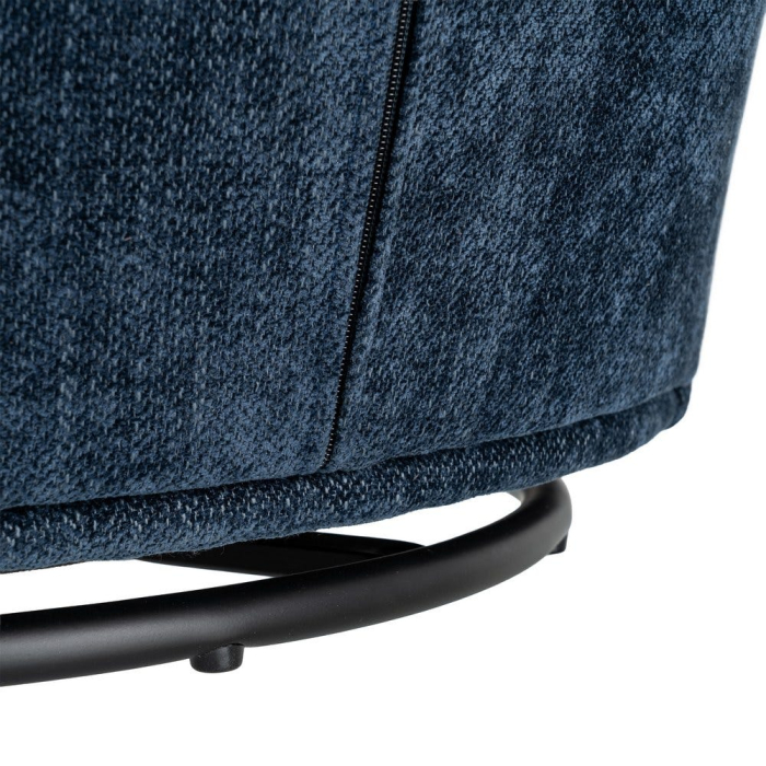 Fotoliu rotativ din stofă albastră cu bază rotundă [6]