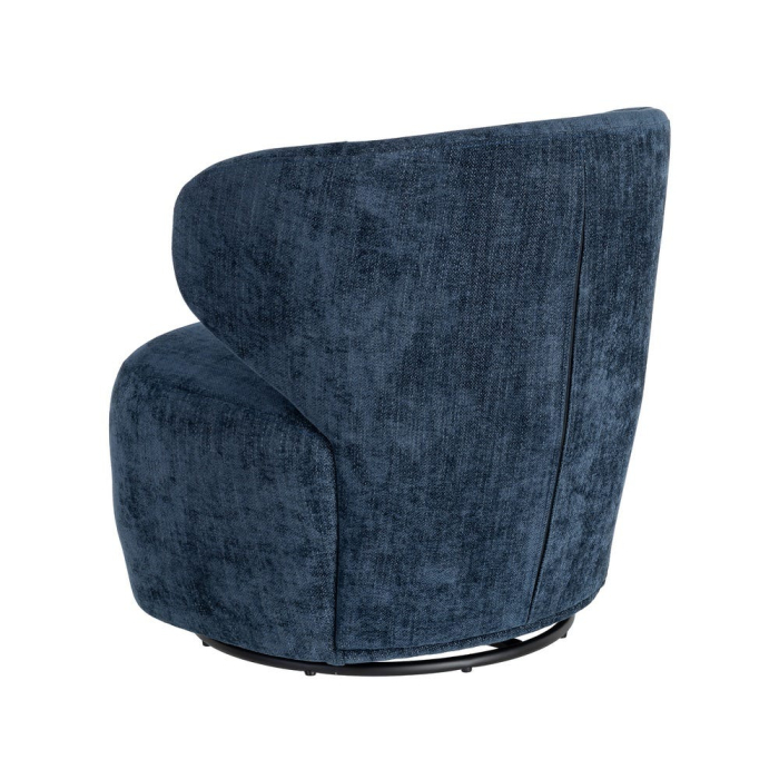 Fotoliu rotativ din stofă albastră cu bază rotundă [4]