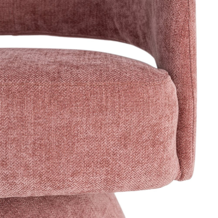 Fotoliu rotativ din stofă roz cu bază rotundă [3]