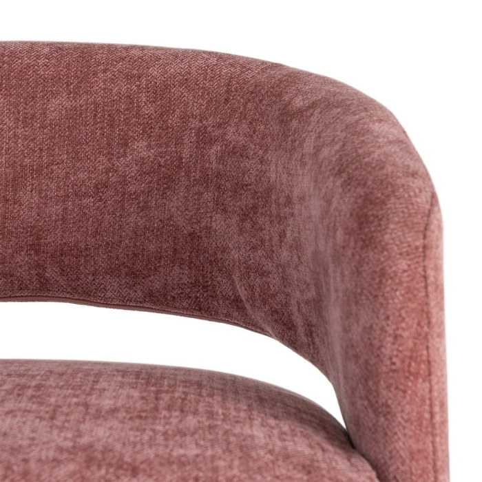 Fotoliu rotativ din stofă roz cu bază rotundă [6]