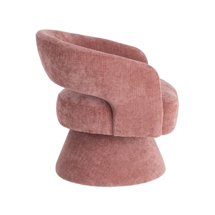 Fotoliu rotativ din stofă roz cu bază rotundă [5]