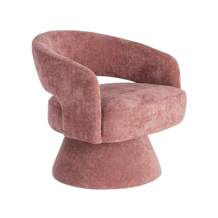 Fotoliu rotativ din stofă roz cu bază rotundă [11]