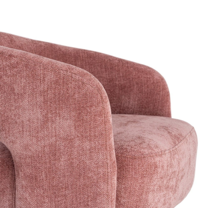 Fotoliu rotativ din stofă roz cu bază rotundă [2]