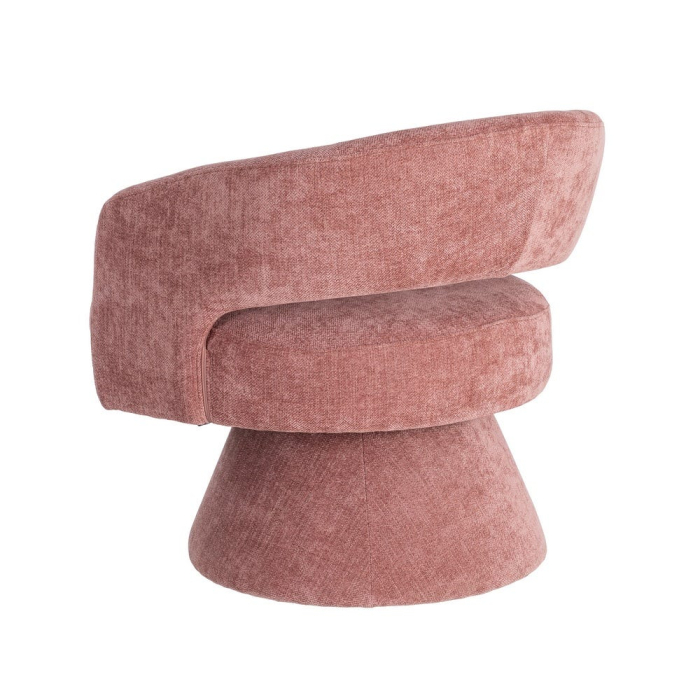 Fotoliu rotativ din stofă roz cu bază rotundă [4]