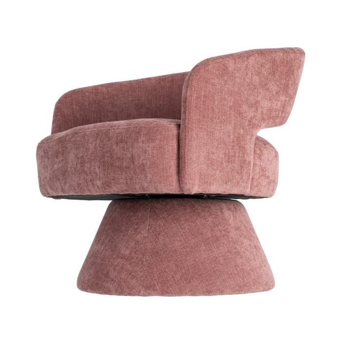 Fotoliu rotativ din stofă roz cu bază rotundă [7]