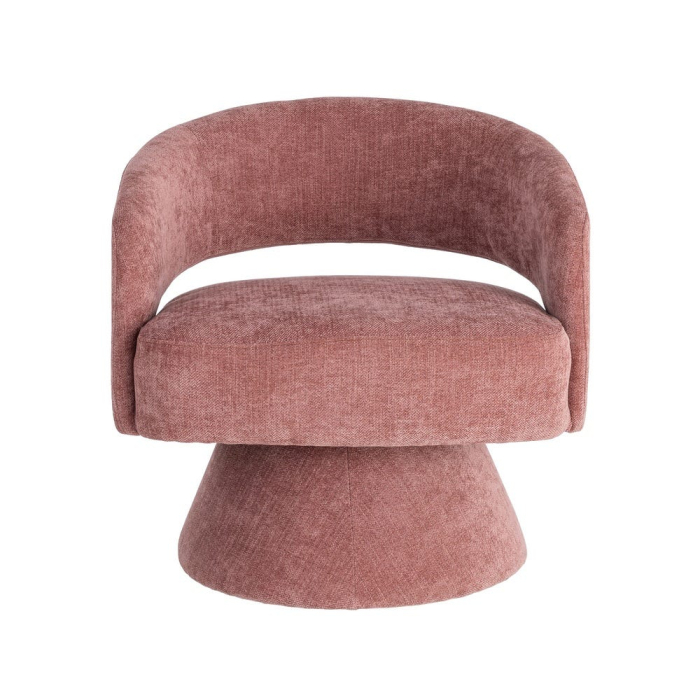 Fotoliu rotativ din stofă roz cu bază rotundă [8]
