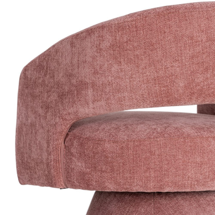 Fotoliu rotativ din stofă roz cu bază rotundă [10]