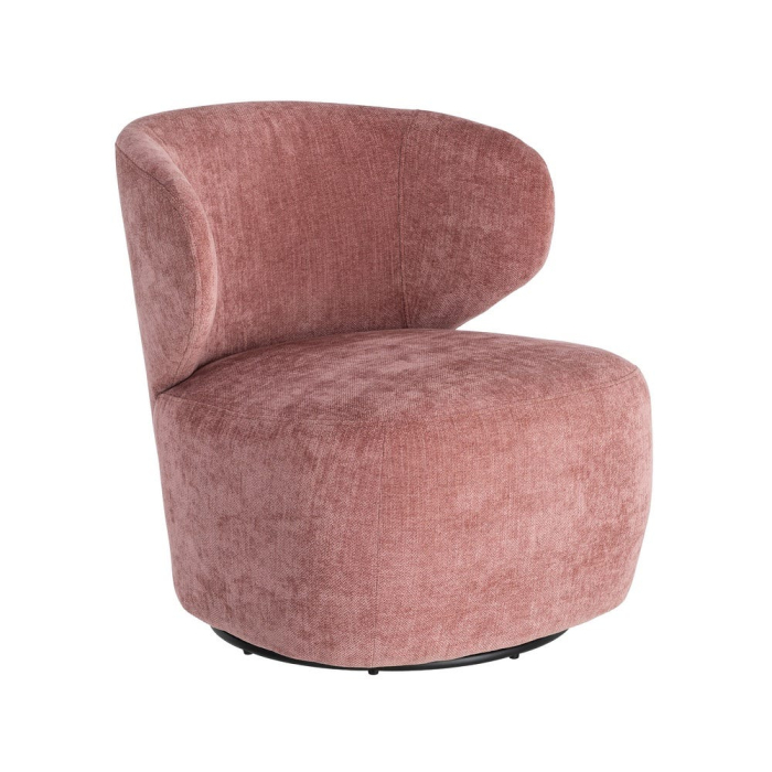 Fotoliu rotativ din stofă roz cu bază rotundă [11]