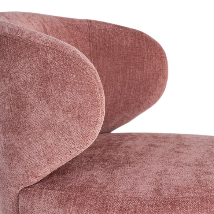 Fotoliu rotativ din stofă roz cu bază rotundă [2]