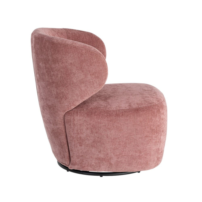 Fotoliu rotativ din stofă roz cu bază rotundă [5]
