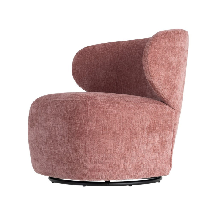 Fotoliu rotativ din stofă roz cu bază rotundă [7]