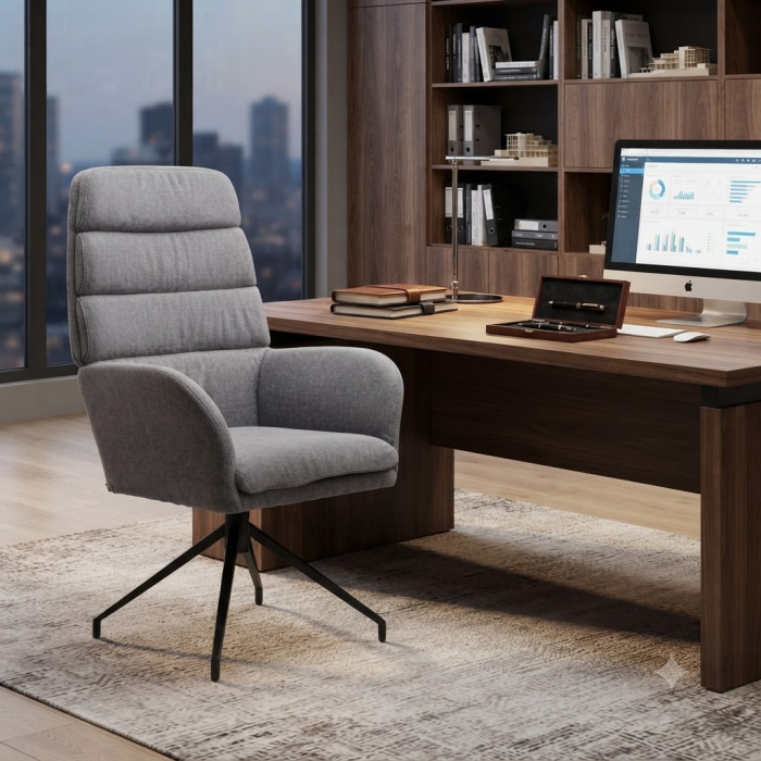 Fotoliu ergonomic rotativ gri cu spătar înalt – model Girar [2]