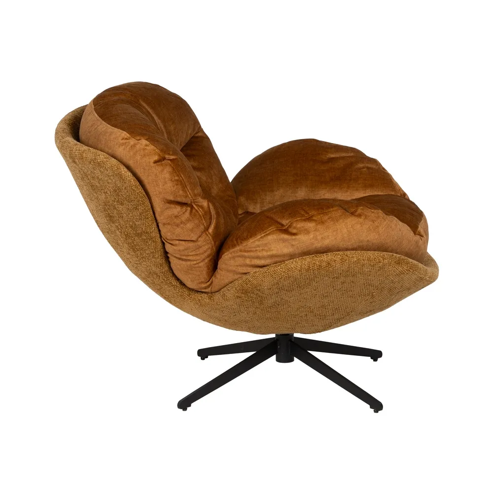 Fotoliu rotativ Oficina, maro caramiziu, stofa otel [5]