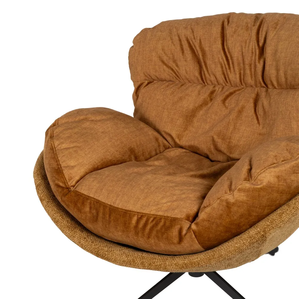 Fotoliu rotativ Oficina, maro caramiziu, stofa otel [6]