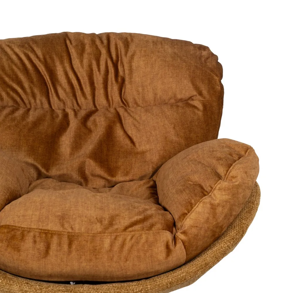 Fotoliu rotativ Oficina, maro caramiziu, stofa otel [7]