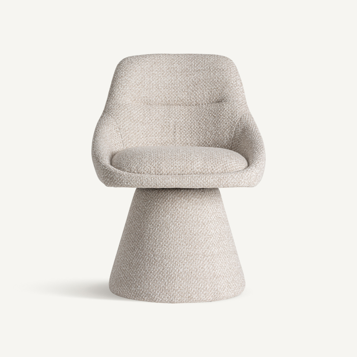 Fotoliul rotativ tapitat din bumbac bej cu baza metalica Essen 57x60,5x80 cm [2]