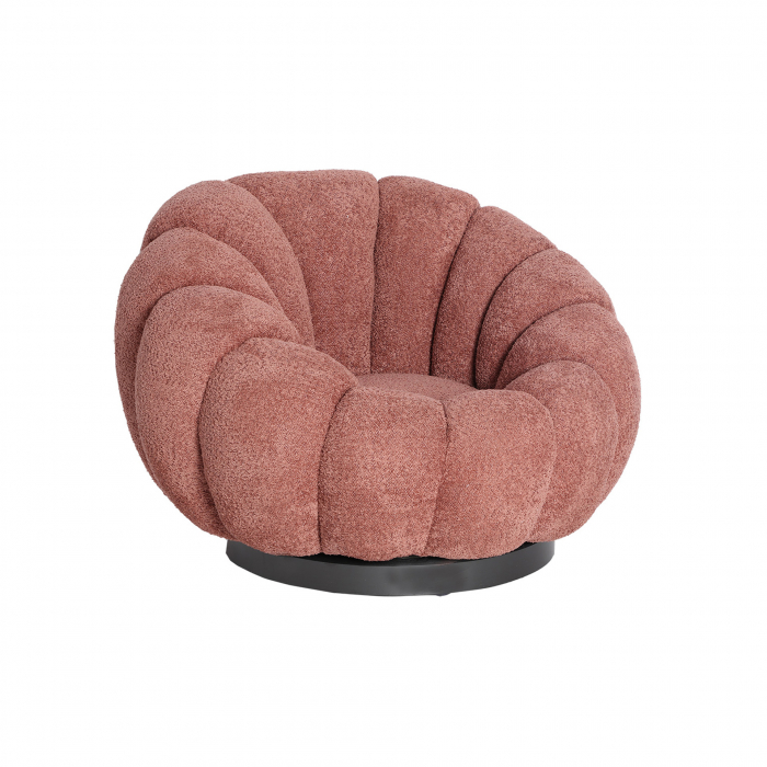 Fotoliu rotativ din bumbac boucle terracotta Ayent 93 x 90 x 67 cm [1]