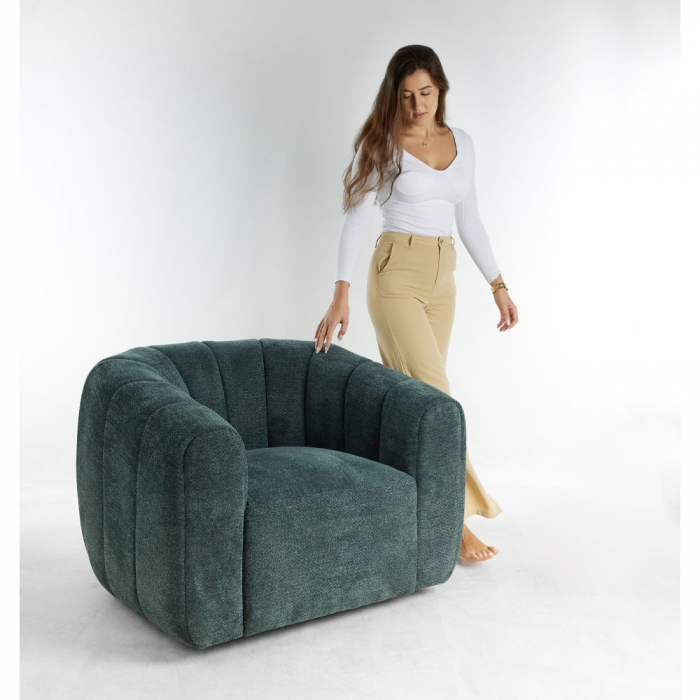 Fotoliu Ascot verde apă – vedere frontală în decor elegant [2]